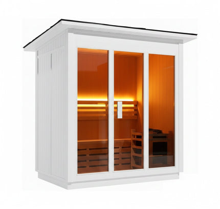 Custom 8-Person Luxury Canadian Hemlock Outdoor Steam Sauna With Heater And Stones [Made-To-Order] (SAK95107)