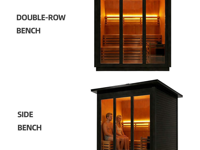 Custom 8-Person Luxury Canadian Hemlock Outdoor Steam Sauna With Heater And Stones [Made-To-Order] (SAK95107)