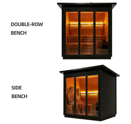 Custom 4-Person Luxury Canadian Red Cedar Outdoor Steam Sauna With Heater And Stones [Made-To-Order] (SAK42068)