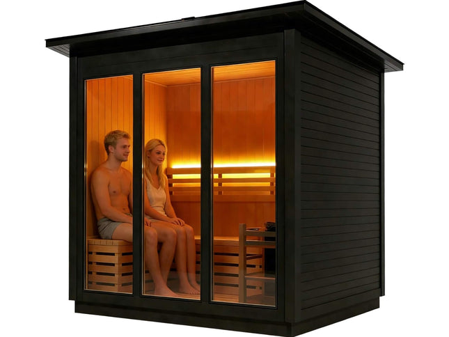 Custom 4-Person Luxury Canadian Hemlock Outdoor Steam Sauna With Heater And Stones [Made-To-Order] (SAK79406)
