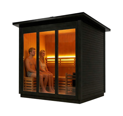 Custom 6-Person Luxury Spruce Outdoor Steam Sauna With Heater And Stones [Made-To-Order] (SAK20378)
