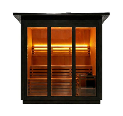 Custom 6-Person Luxury Spruce Outdoor Steam Sauna With Heater And Stones [Made-To-Order] (SAK20378)