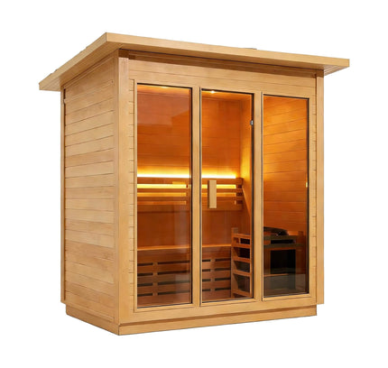 Custom 6-Person Luxury Canadian Hemlock Outdoor Steam Sauna With Heater And Stones [Made-To-Order] (SAK63821)
