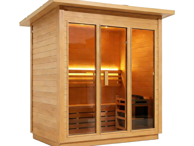 Custom 6-Person Luxury Canadian Hemlock Outdoor Steam Sauna With Heater And Stones [Made-To-Order] (SAK63821)