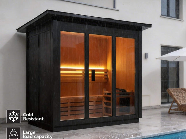Custom 4-Person Luxury Canadian Red Cedar Outdoor Steam Sauna With Heater And Stones [Made-To-Order] (SAK42068)