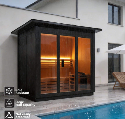 Custom 6-Person Luxury Canadian Hemlock Outdoor Steam Sauna With Heater And Stones [Made-To-Order] (SAK63821)