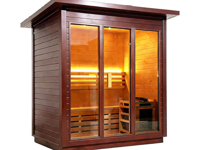 Custom 8-Person Luxury Canadian Red Cedar Outdoor Steam Sauna With Heater And Stones [Made-To-Order] (SAK13492)
