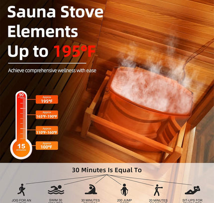 Custom 6-Person Luxury Canadian Hemlock Outdoor Steam Sauna With Heater And Stones [Made-To-Order] (SAK63821)