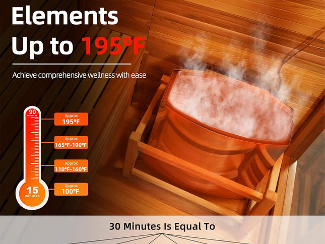 Custom 4-Person Luxury Canadian Red Cedar Outdoor Steam Sauna With Heater And Stones [Made-To-Order] (SAK42068)