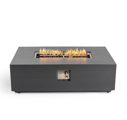 Volon Modern Rectangular Fire Pit Table in Light Gray