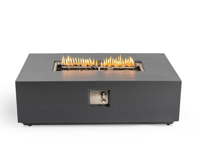 Volon Modern Rectangular Fire Pit Table in Light Gray