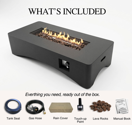 56" Rectangular Propane Fire Pit Table