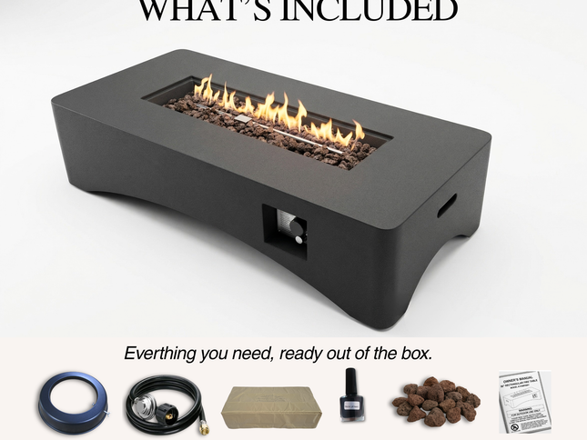 56" Rectangular Propane Fire Pit Table
