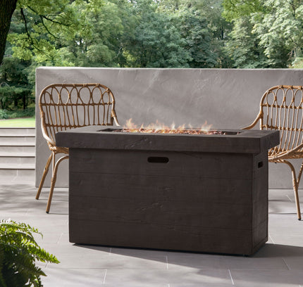 Custer Rectangular Propane Fire Pit Table | Brown