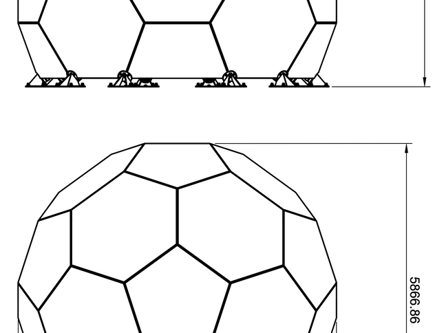 CNC Dome - 16 Ft Tall Stainless Steel 19 Foot Fullerene Enclosure