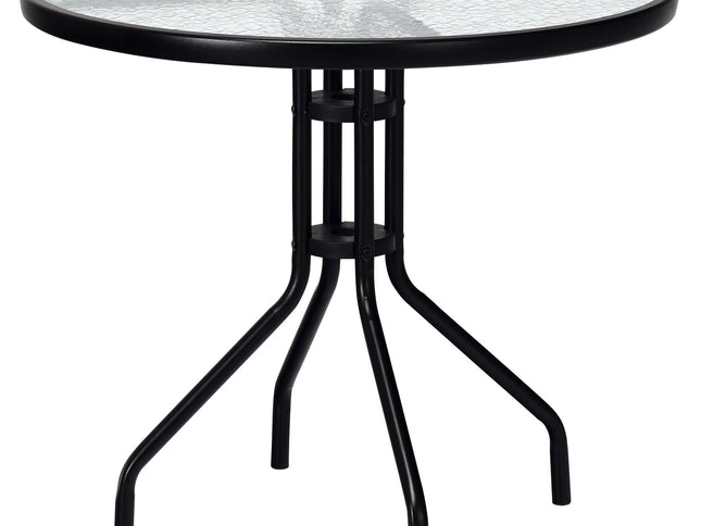 32" Patio Round Tempered Glass Top Table with Umbrella Hole
