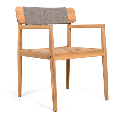 5-Piece Acacia Wood Outdoor Dining Set with Braided Chairs & Round Table — Grey