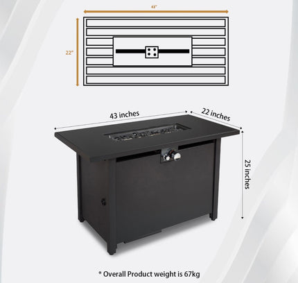 Outdoor Fire Pit Table With Lid - Black