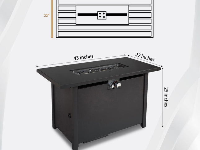 Outdoor Fire Pit Table With Lid - Black