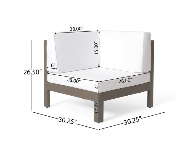 Brava X-Back 4-Piece Acacia Wood Outdoor Sofa Set — White, Mid-Century Modern