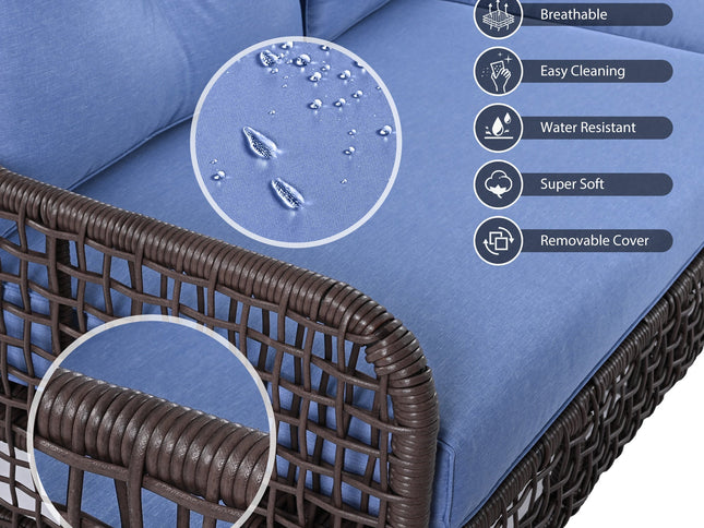 GO 4-Piece Outdoor PE Rattan Patio Set with 360° Swivel Chairs & Wood Coffee Table