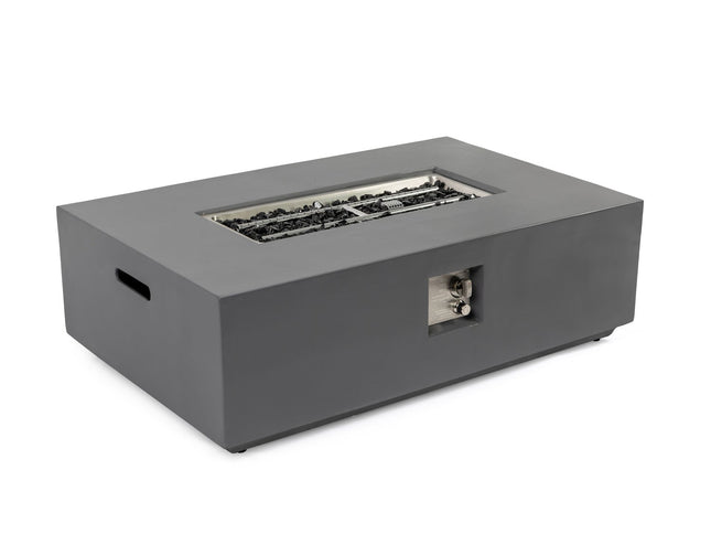 Volon Modern Rectangular Fire Pit Table in Light Gray