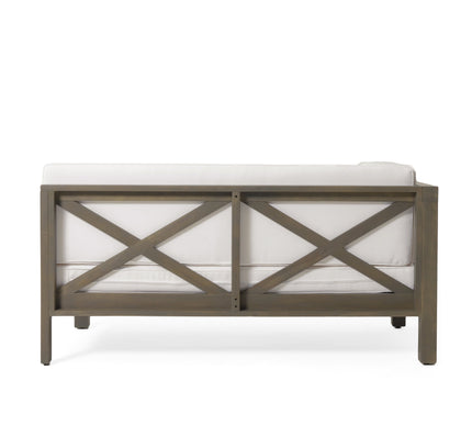 Brava X-Back 4-Piece Acacia Wood Outdoor Sofa Set — White, Mid-Century Modern