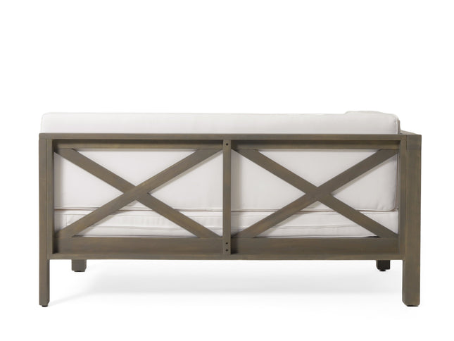 Brava X-Back 4-Piece Acacia Wood Outdoor Sofa Set — White, Mid-Century Modern