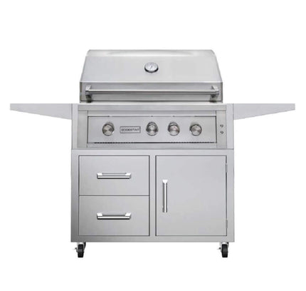 Edgestar 89K BTU 36" Liquid Propane Freestanding LED Lighting Grill Cart With Rotisserie