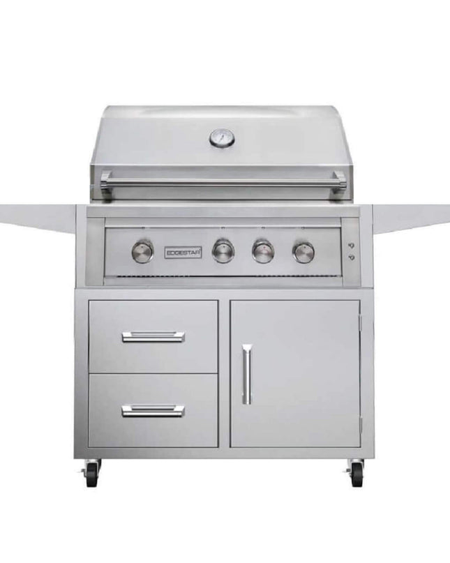 Edgestar 89K BTU 36" Liquid Propane Freestanding LED Lighting Grill Cart With Rotisserie