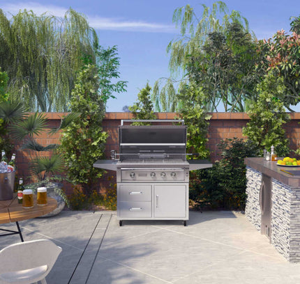 Edgestar 89K BTU 36" Natural Gas Freestanding Grill Cart With Lighting Knobs & Rotisserie