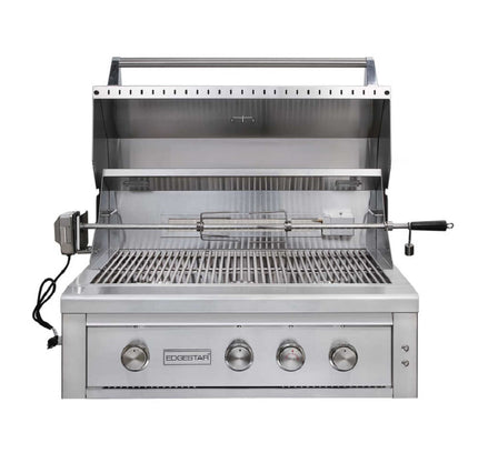 Edgestar 89K BTU 36" Natural Gas Freestanding Grill Cart With Lighting Knobs & Rotisserie