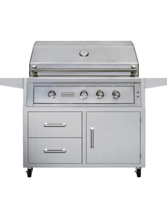 Edgestar 89K BTU 36" Natural Gas Freestanding Grill Cart With Lighting Knobs & Rotisserie
