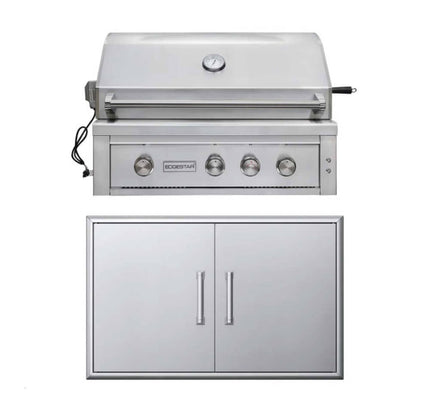 Edgestar 89K BTU 36" Wide Natural Gas Built In Grill With Insulated Jacket And Double Access Doors