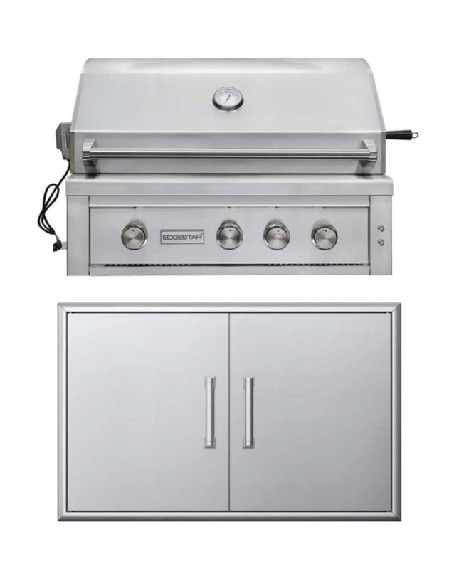 Edgestar 89K BTU 36" Wide Natural Gas Built In Grill With Insulated Jacket And Double Access Doors