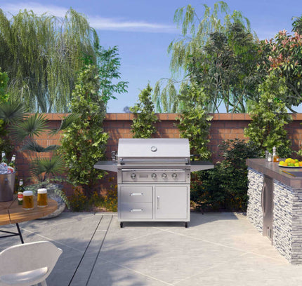 Edgestar 89K BTU 42" Wide Natural Gas Freestanding Grill Cart With Rotisserie And Lighted Knobs (SAK56935)