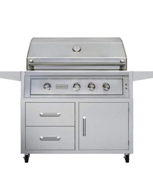 Edgestar 89K BTU 42" Wide Natural Gas Freestanding Grill Cart With Rotisserie And Lighted Knobs (SAK56935)