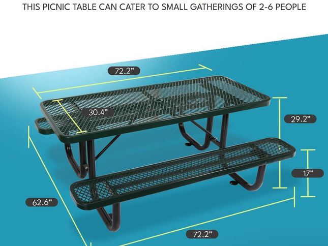 Outdoor Steel Picnic Rectangular Table With Umbrella Pole