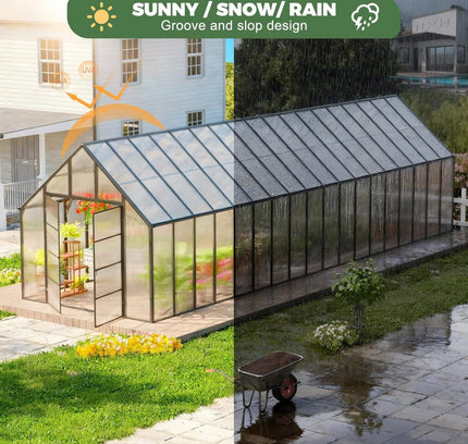 10x36 Walk-In Polycarbonate Greenhouse with Adjustable Roof Vents