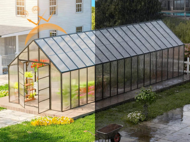 10x36 Walk-In Polycarbonate Greenhouse with Adjustable Roof Vents