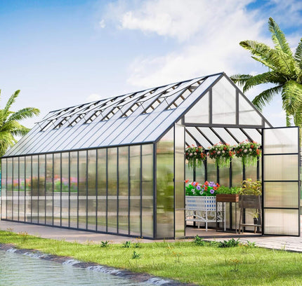 10x36 Walk-In Polycarbonate Greenhouse with Adjustable Roof Vents