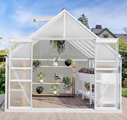 [10X12FT] Extra Large Heavy-Duty Polycarbonate Aluminum Greenhouse With Sliding Doors And Vents