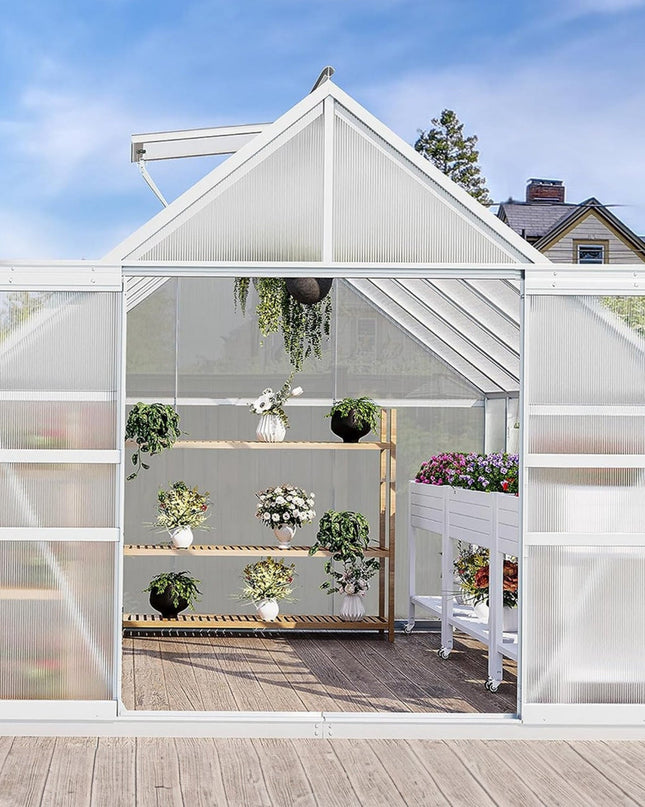 [10X12FT] Extra Large Heavy-Duty Polycarbonate Aluminum Greenhouse With Sliding Doors And Vents