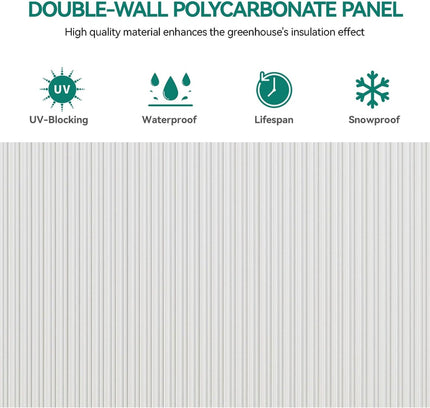 [10X12FT] Extra Large Heavy-Duty Polycarbonate Aluminum Greenhouse With Sliding Doors And Vents