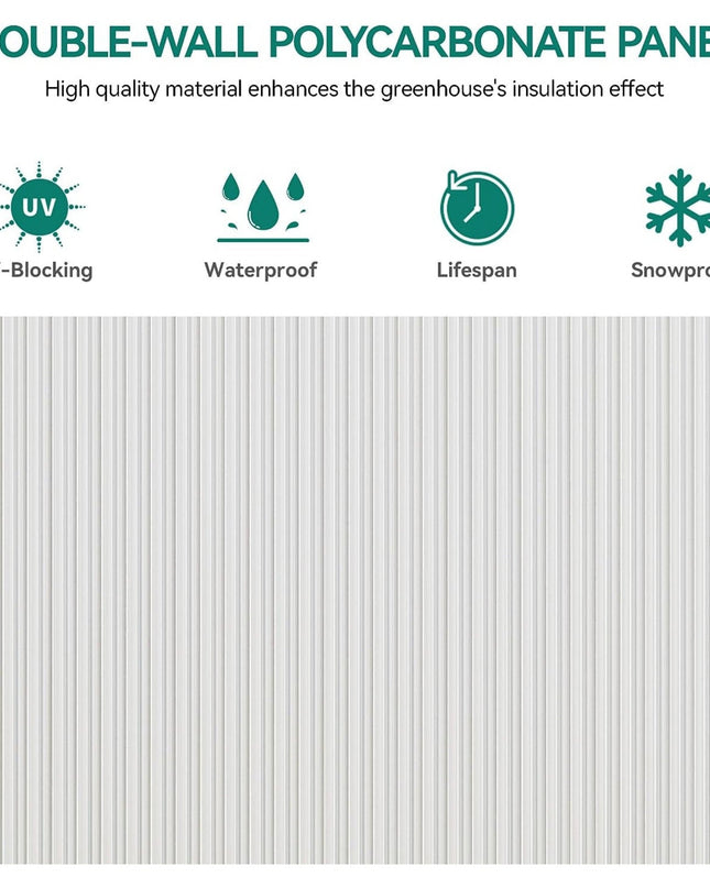 [10X12FT] Extra Large Heavy-Duty Polycarbonate Aluminum Greenhouse With Sliding Doors And Vents