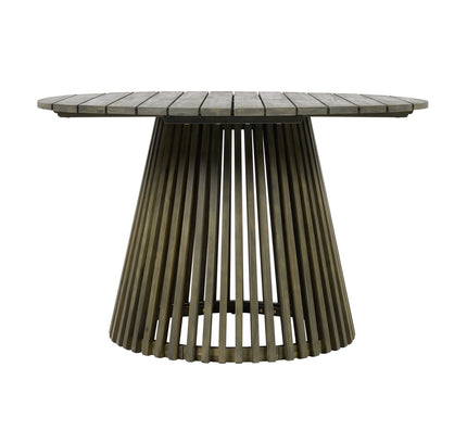 5-Piece Acacia Wood Outdoor Club Chair Dining Set with Round Table — Grey