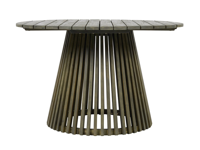 5-Piece Acacia Wood Outdoor Club Chair Dining Set with Round Table — Grey