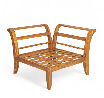 6-Piece Acacia Wood Outdoor Modular Sectional with Daybed Configuration & Tea Table