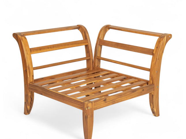 6-Piece Acacia Wood Outdoor Modular Sectional with Daybed Configuration & Tea Table