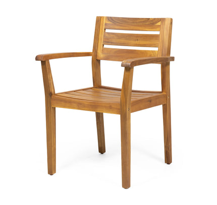 7-Piece Acacia Wood Outdoor Dining Set with 6 Chairs, Teak Finish
